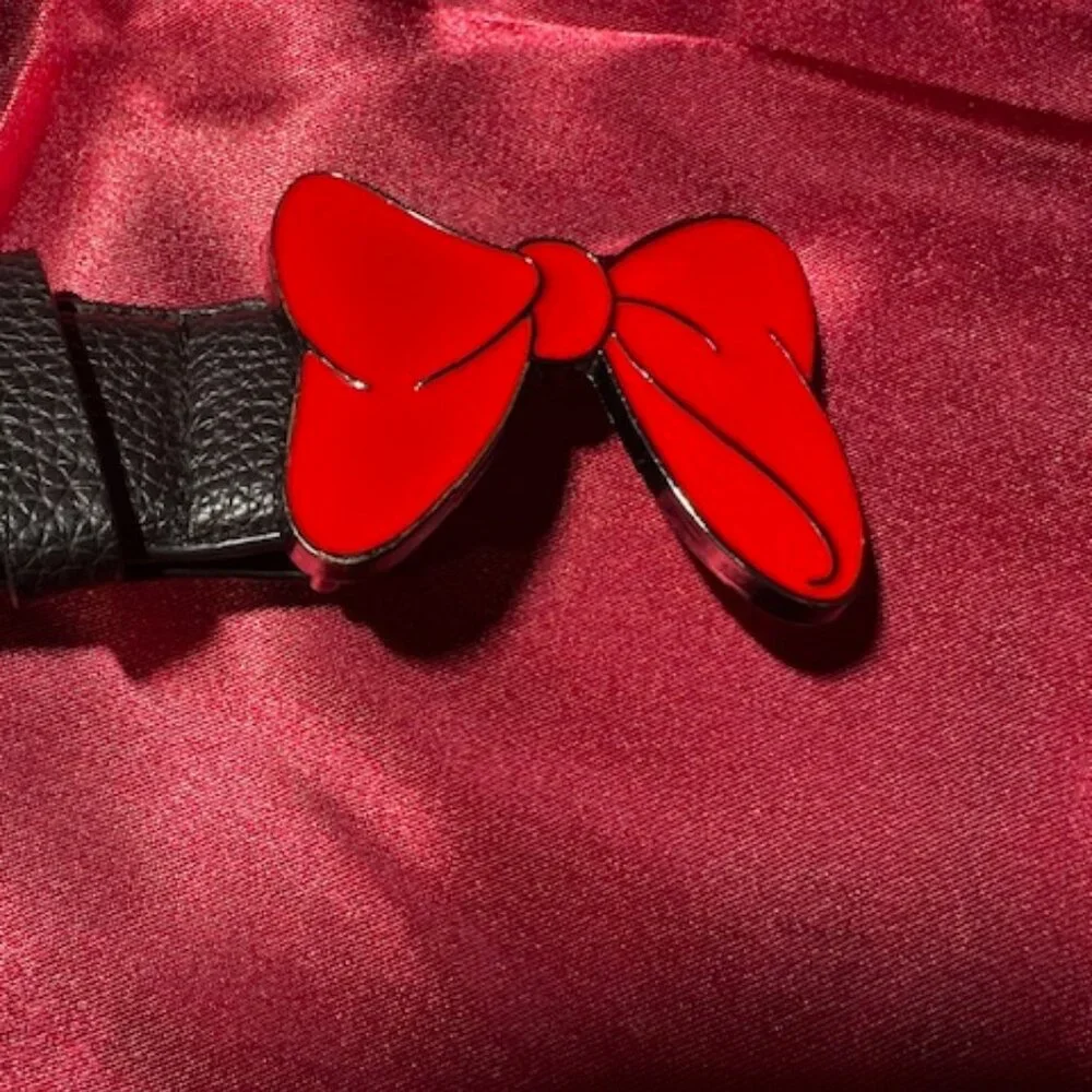 Disney Minnie Mouse Red Bow Vegan‎ Leather Belt, manufactured by Buckle Down